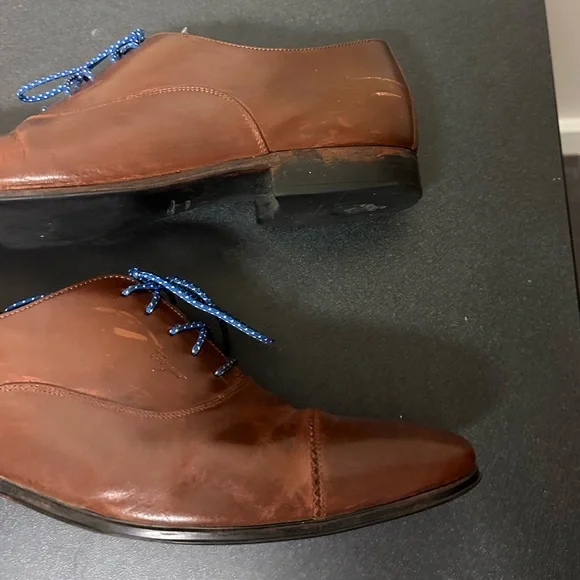 Salvatore Ferragamo Brown Leather Cap Toe Oxford Dress Shoes Mens 9 2E